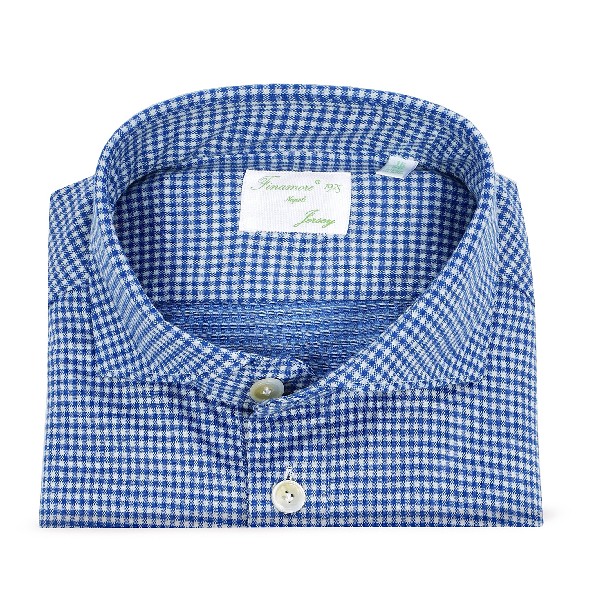 Polo Milton jersey check blu lana merino Finamore 1925