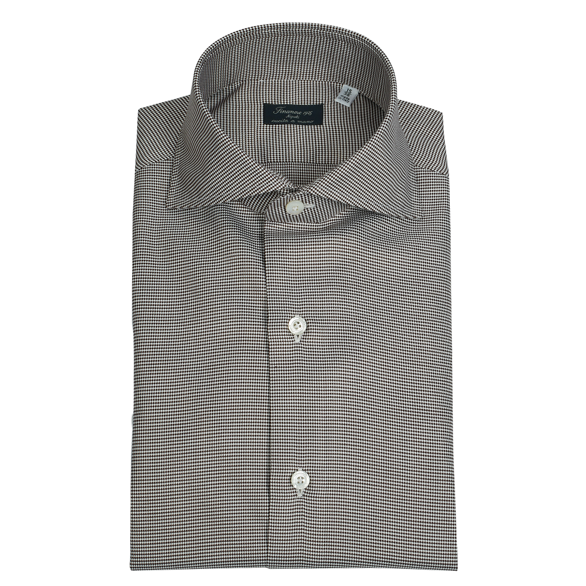 Classic Napoli regular fit micro checked shirt brown Finamore 1925