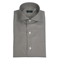 Classic Napoli regular fit micro checked shirt brown Finamore 1925