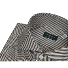 Napoli classic fit shirt micro check brown or bordeaux