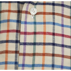 Camicia regular fit Napoli flanella madras arancio e verde