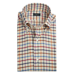 Regular fit shirt Napoli madras flannel orange red green Finamore 1925