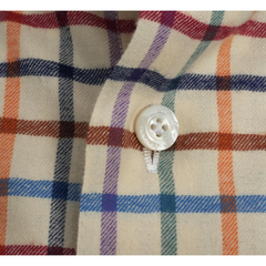 Camicia regular fit Napoli flanella madras arancio e verde