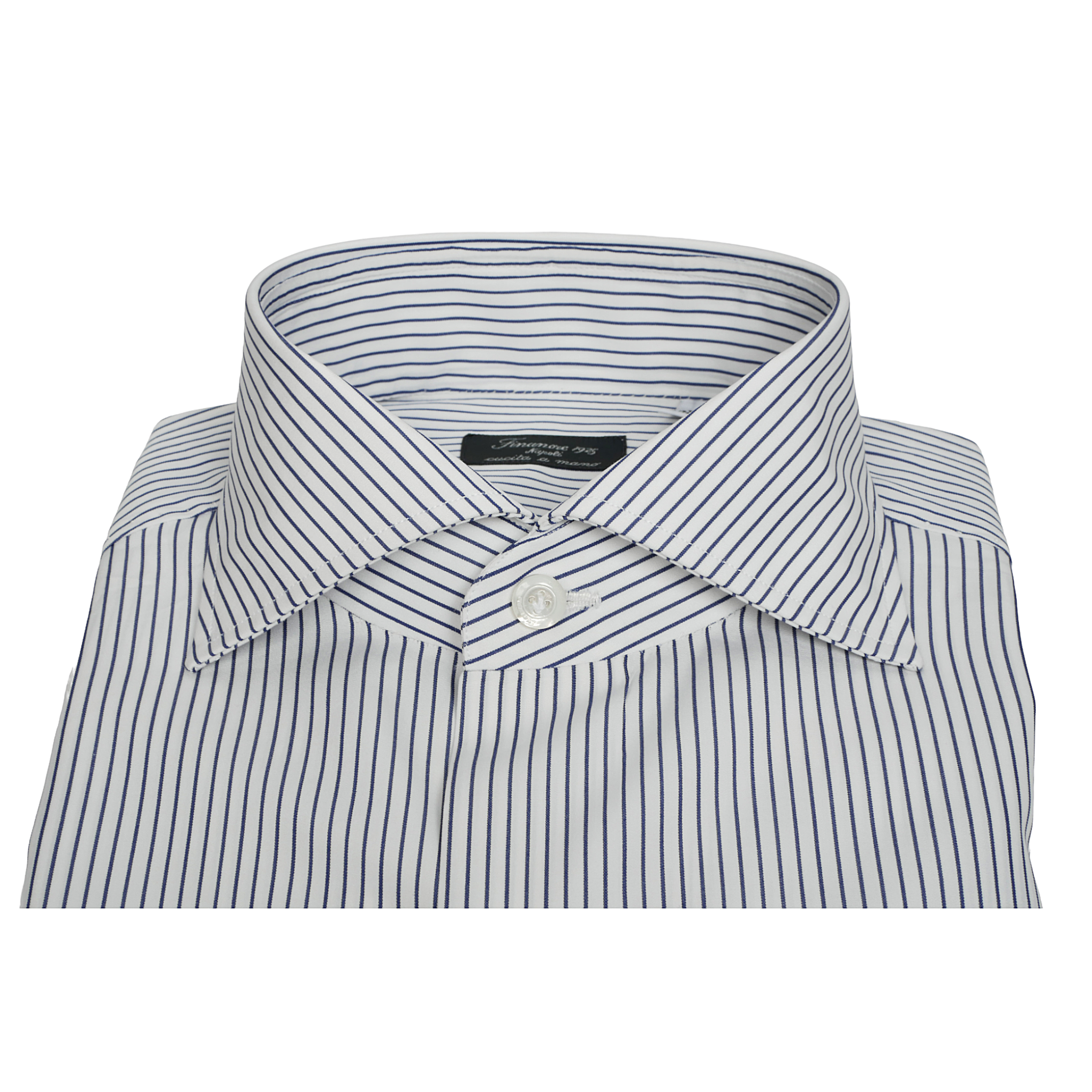 Camicia Napoli regular fit in popeline di cotone a righe celeste o blu