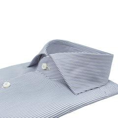 Classic fit shirt Napoli in cotton white bottom micro stripe ble