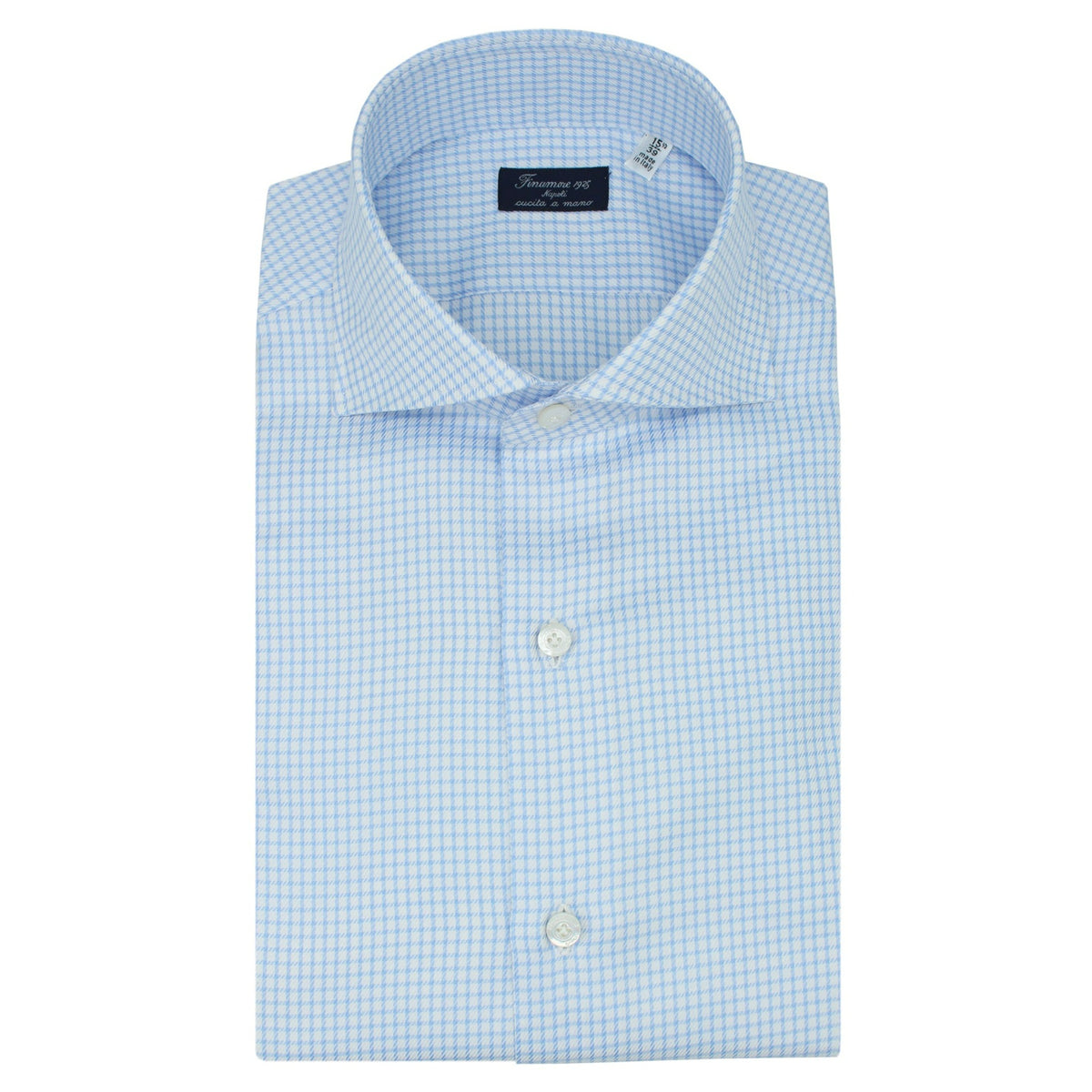 Classic light blue cotton twill square Naples shirt