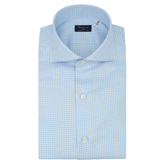 Classic light blue cotton twill square Naples shirt