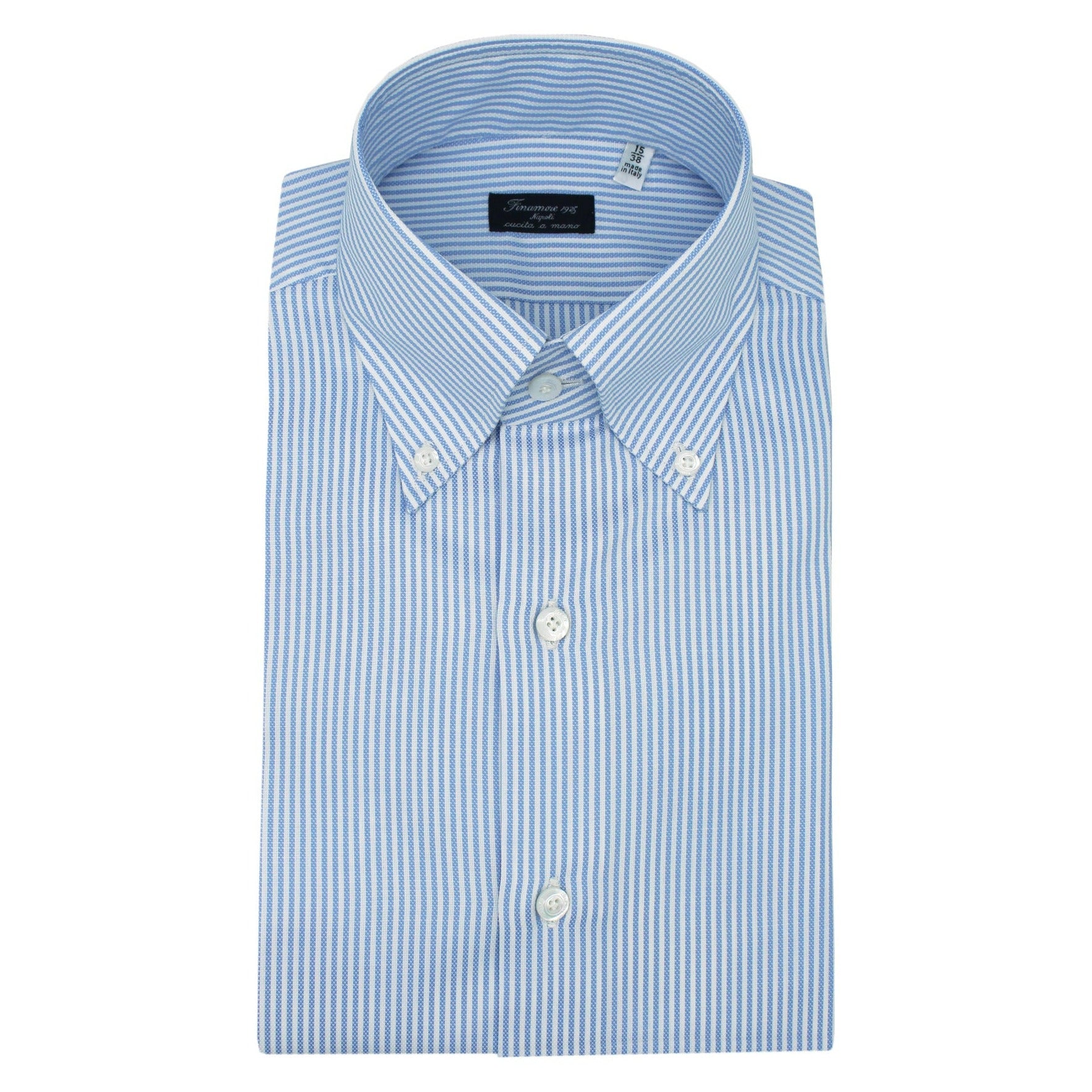 Naples striped button down cotton shirt fabric Riva