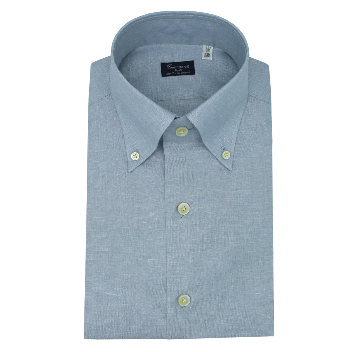 Classic Naples linen and cotton button-down collar shirt