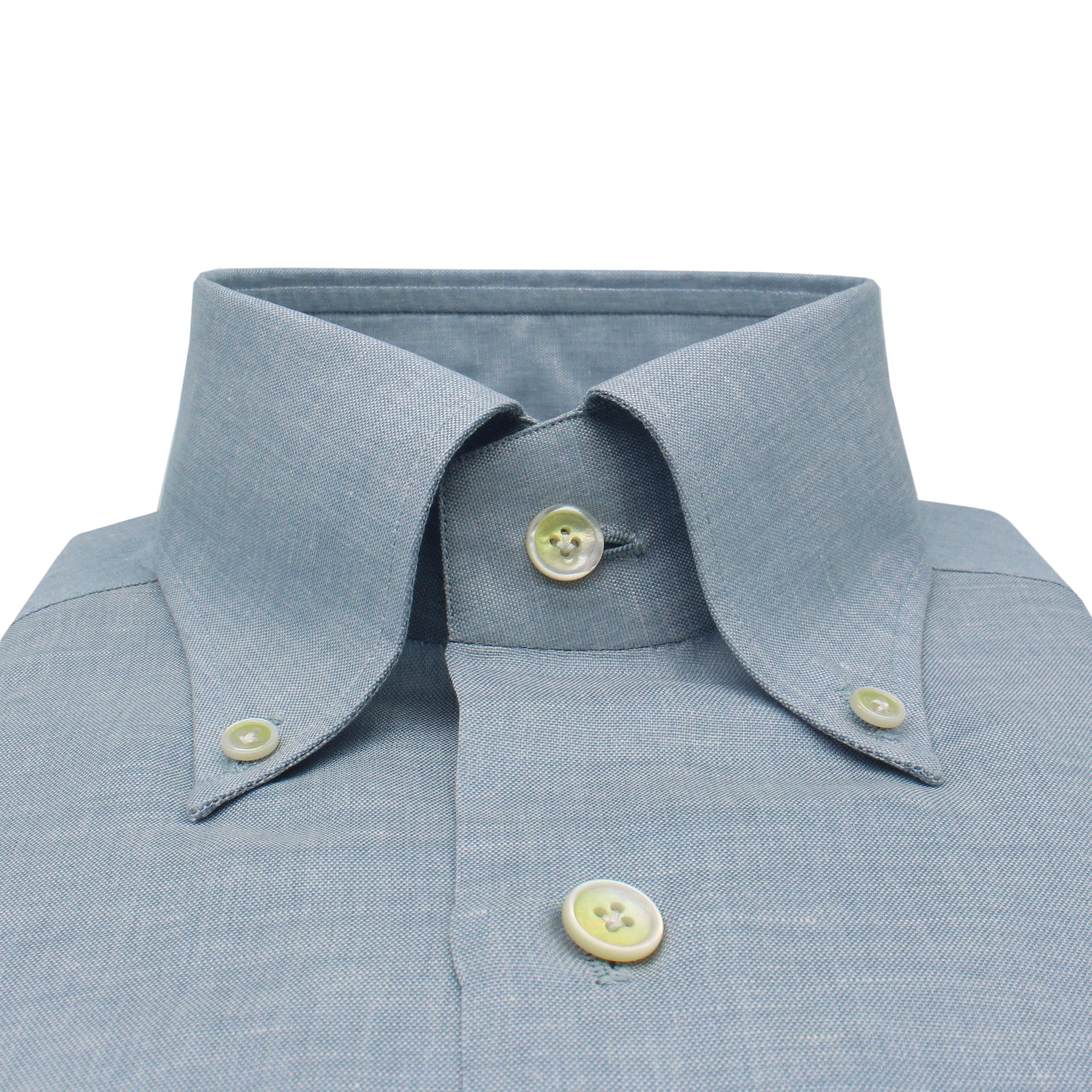 Classic Naples linen and cotton button-down collar shirt