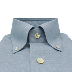 Classic Naples linen and cotton button-down collar shirt