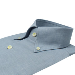 Classic Naples linen and cotton button-down collar shirt