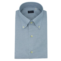 Classic Naples linen and cotton button-down collar shirt