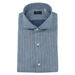 Carlo Riva light blue linen and cotton striped shirt