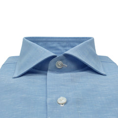 Regular fit Naples shirt in light blue linen and cotton