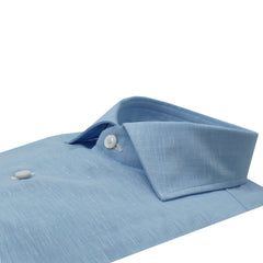 Regular fit Naples shirt in light blue linen and cotton