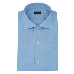 Regular fit Naples shirt in light blue linen and cotton