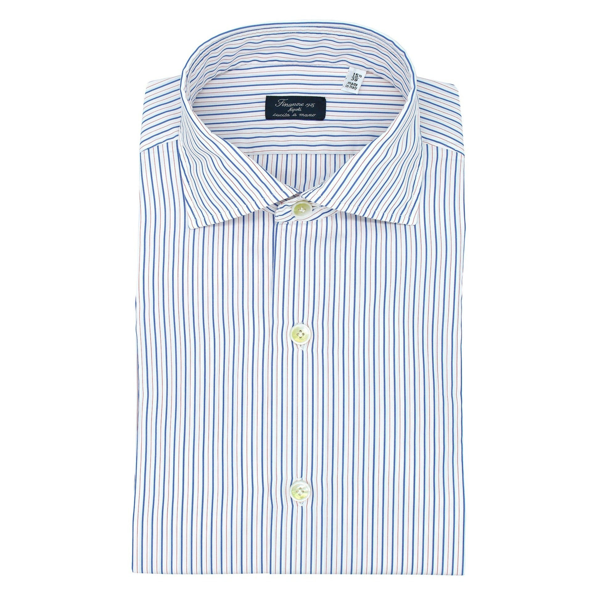Shirt Napoli regular blue striped washed enzimed