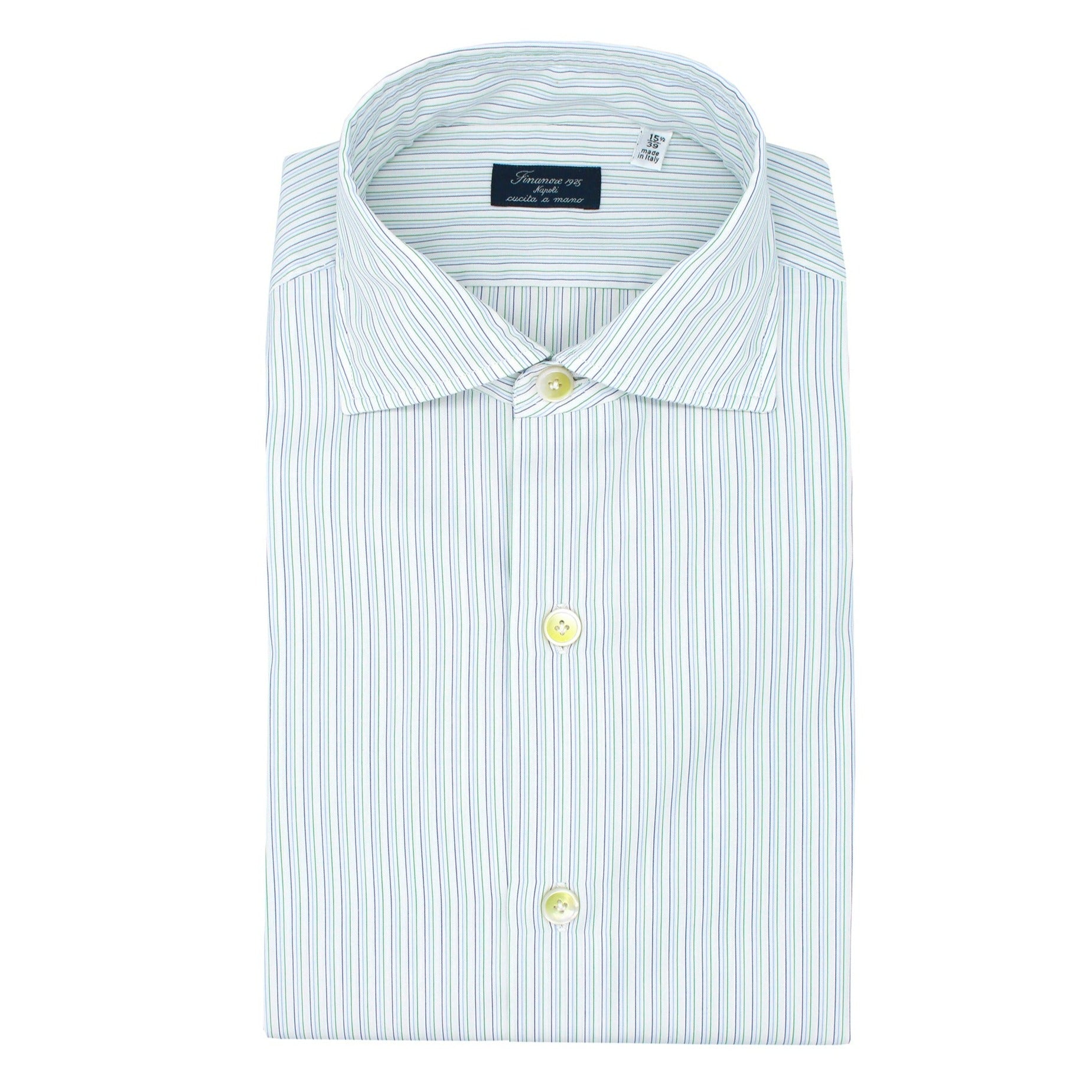 Shirt Napoli regular green striped washed enzimed