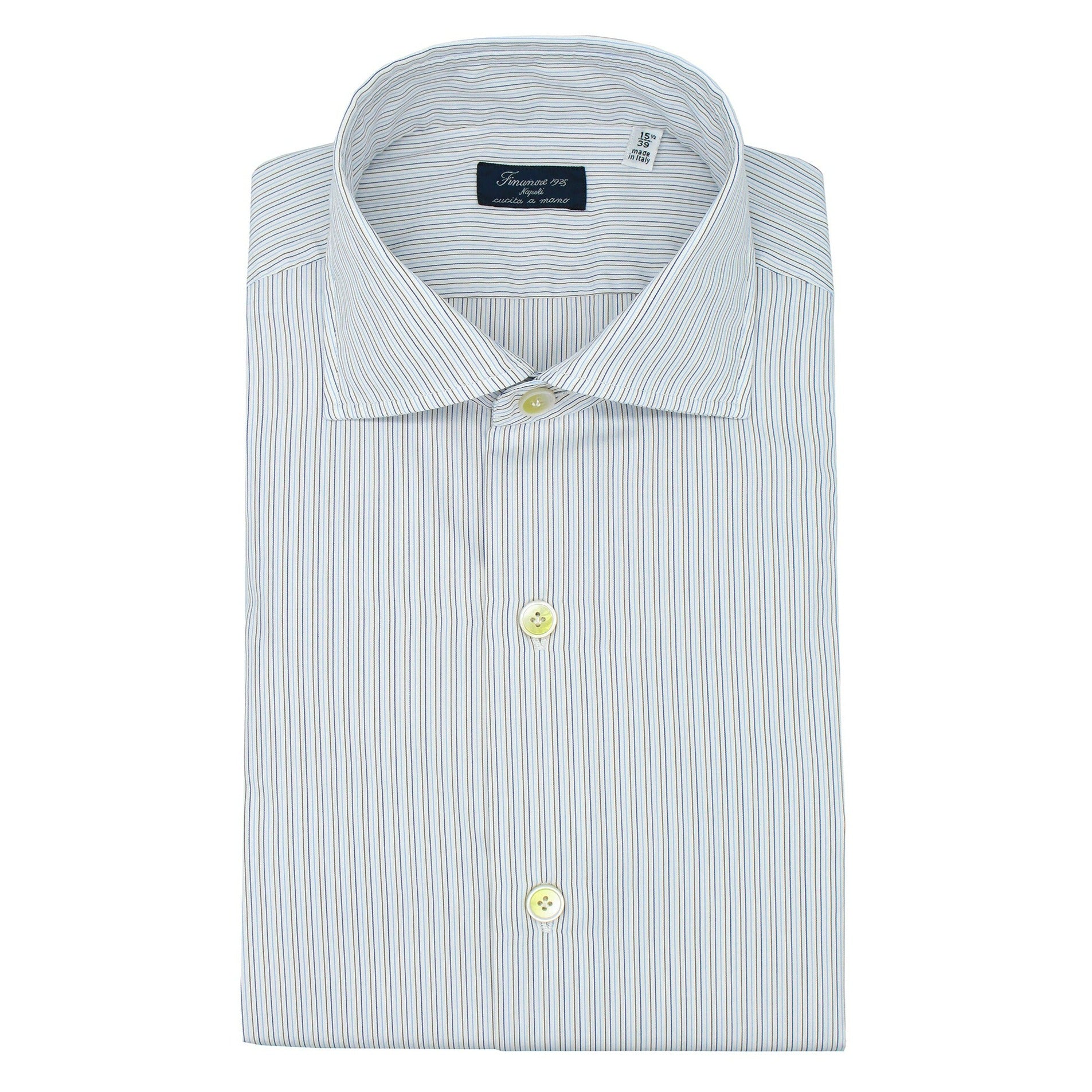 Shirt Napoli regular light blue striped washed enzimed