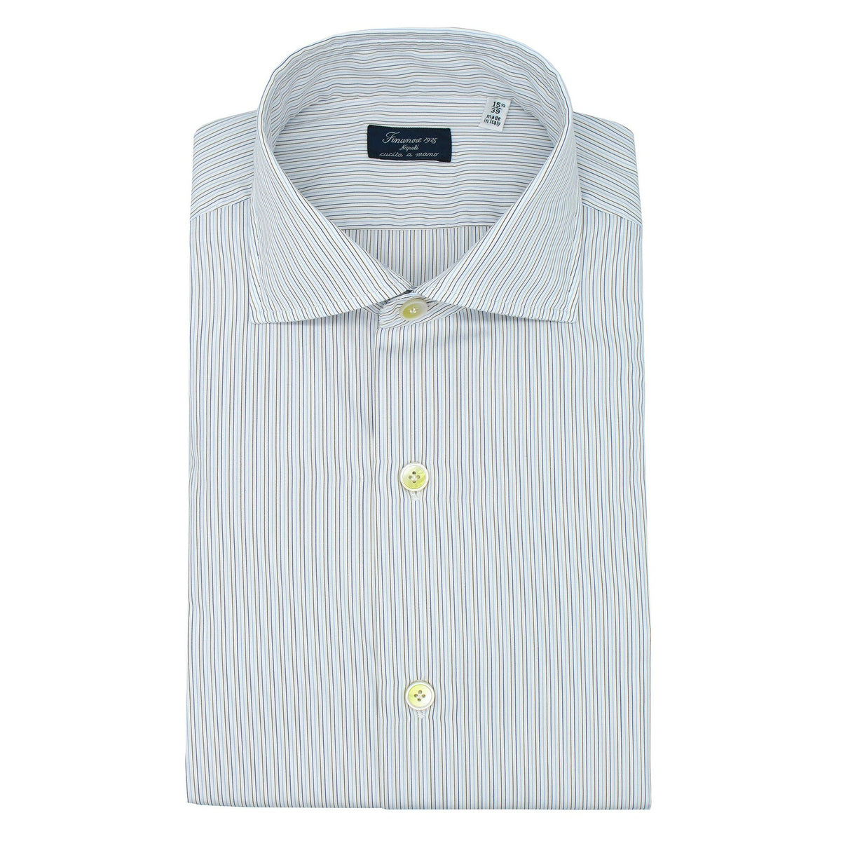 Shirt Napoli regular light blue striped washed enzimed