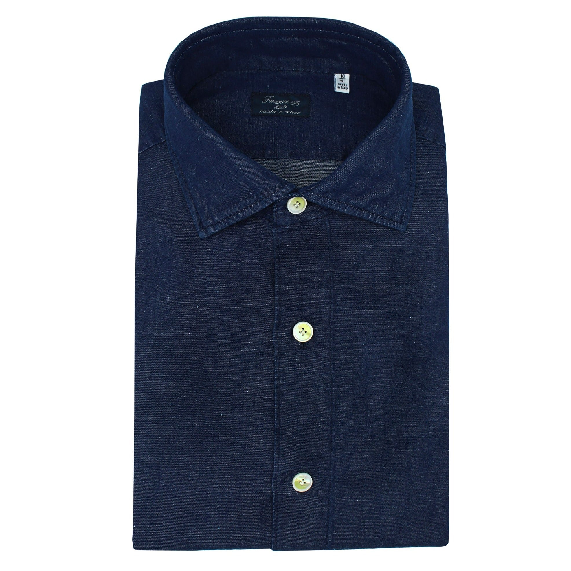 NAPOLI denim shirt classic fit enzymatic treatment