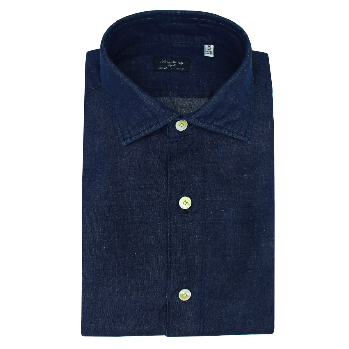 NAPOLI denim shirt classic fit enzymatic treatment
