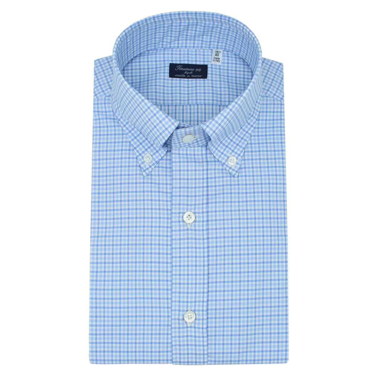Naples classic fit shirt with light blue checkered pattern