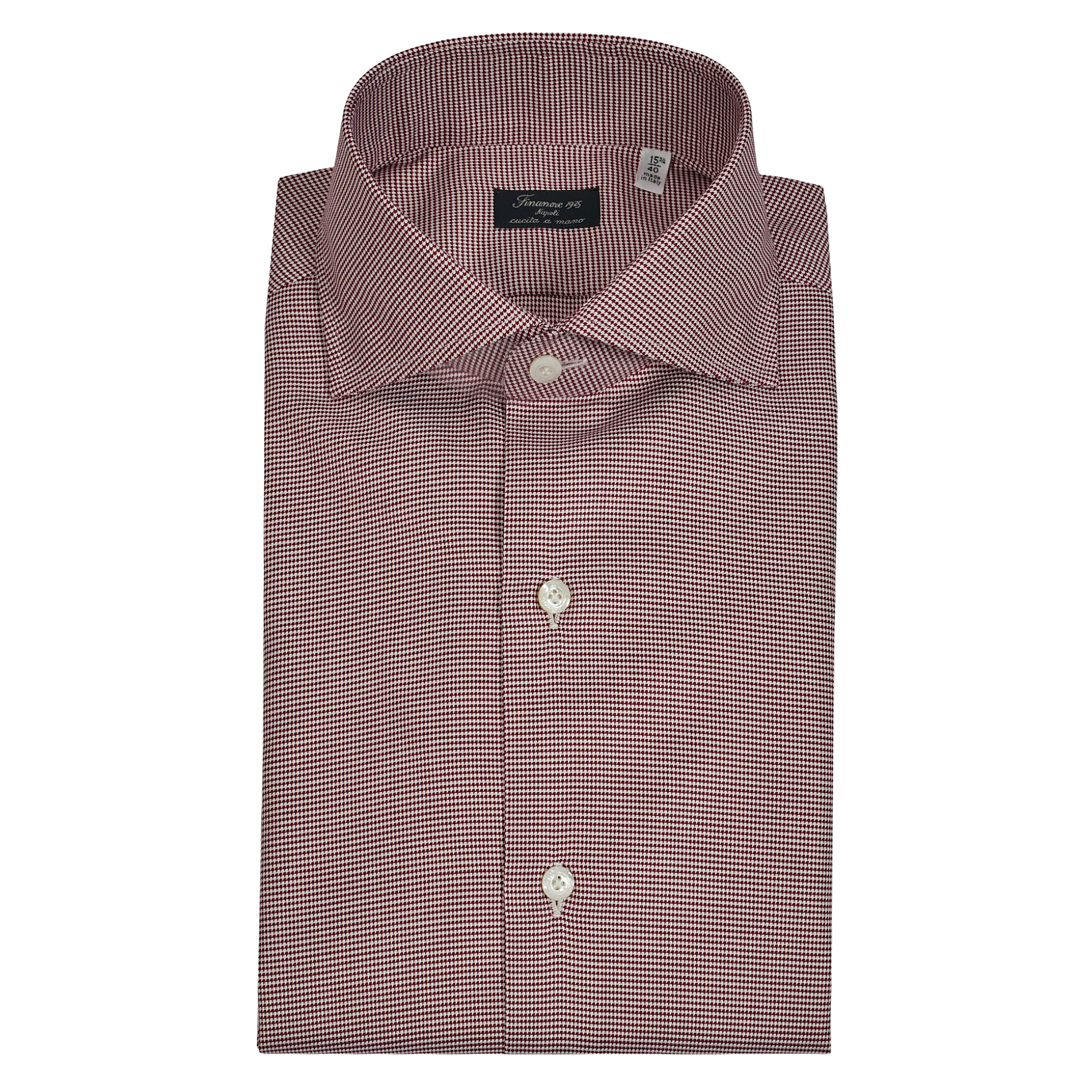 Classic Napoli regular fit micro checked shirt burgundy Finamore 1925