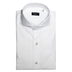 Napoli white and light blue oxford double twisted cotton shirt