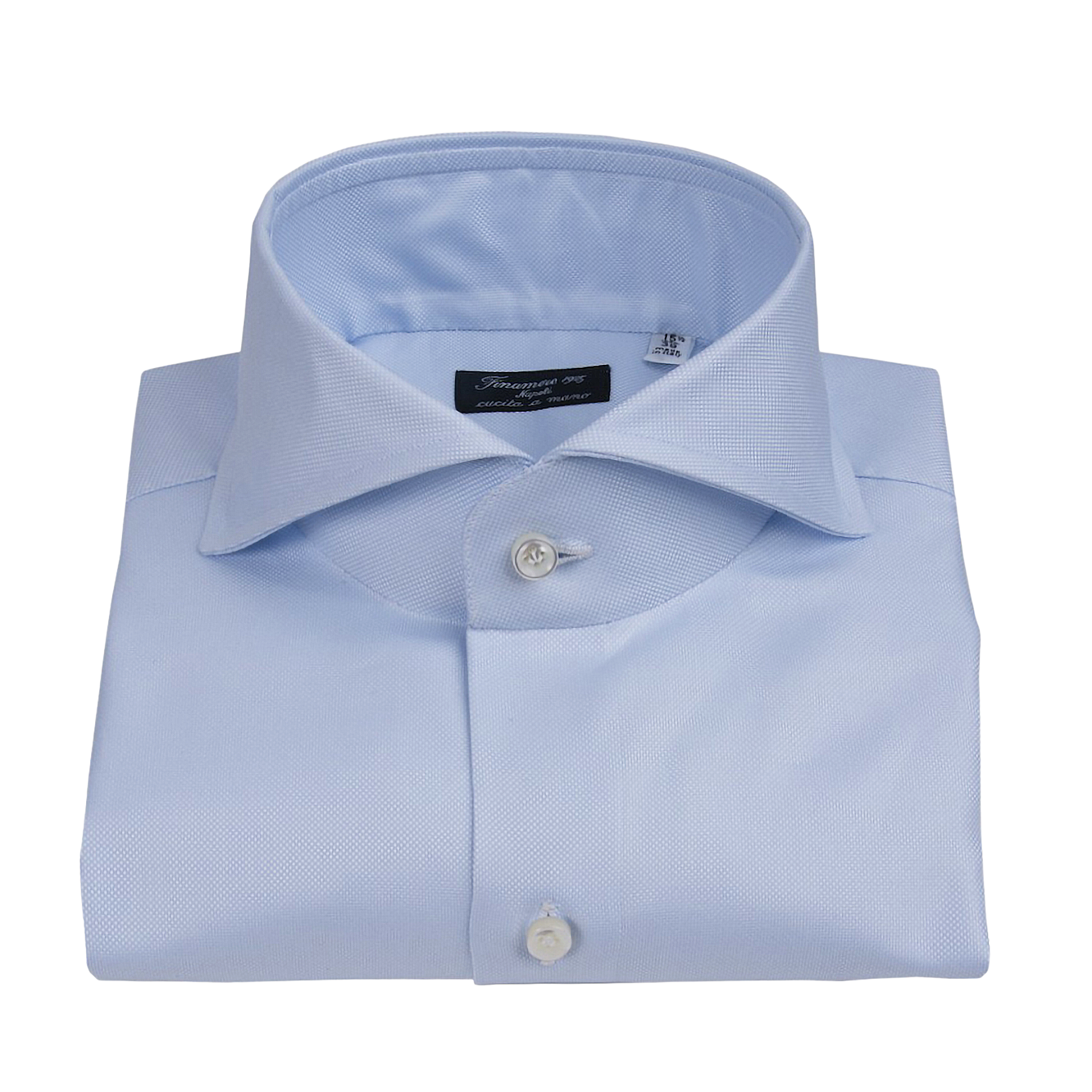 Camicia Napoli bianca e azzurra in cotone oxford doppio ritorto