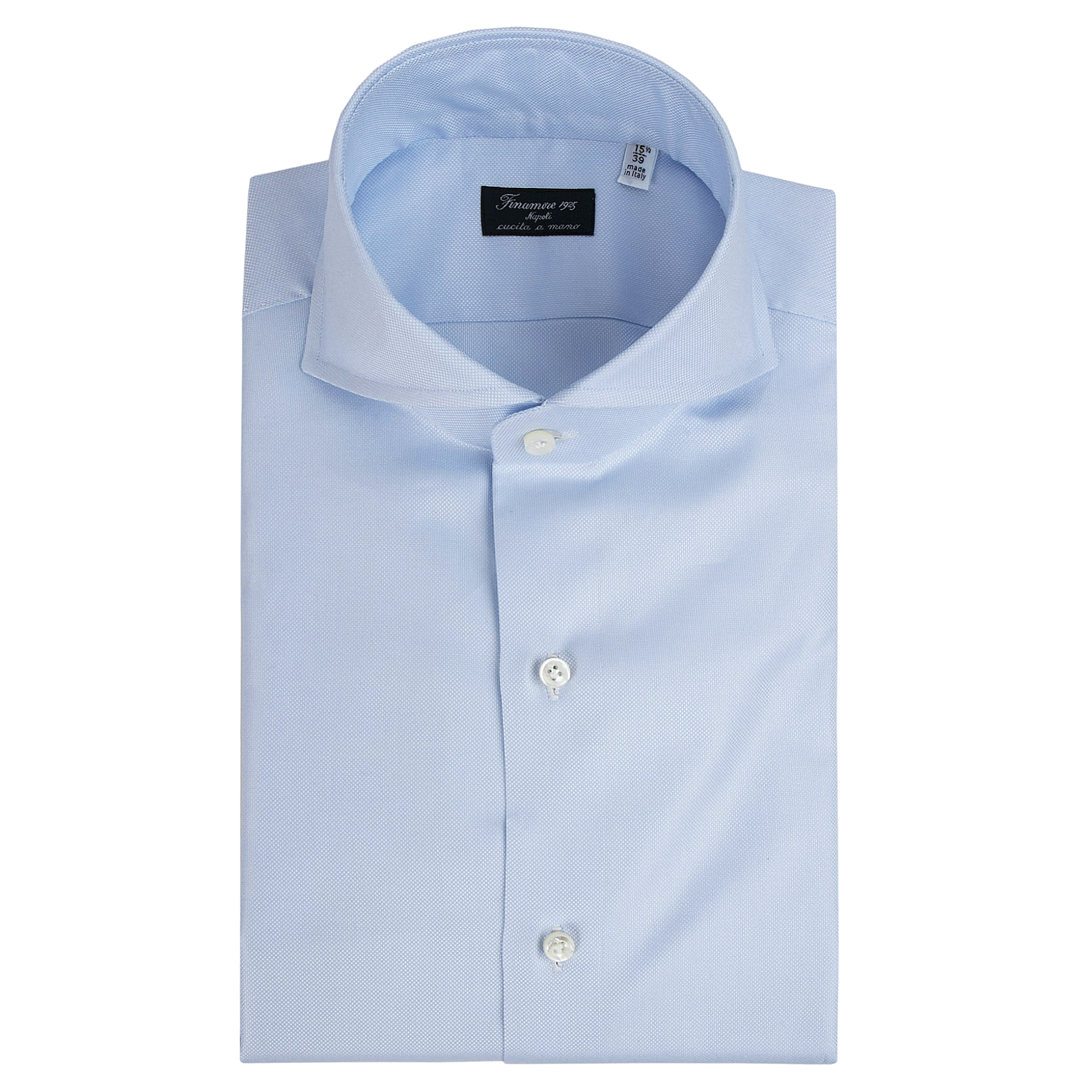 Camicia Napoli bianca e azzurra in cotone oxford doppio ritorto