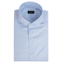 Napoli white and light blue oxford double twisted cotton shirt