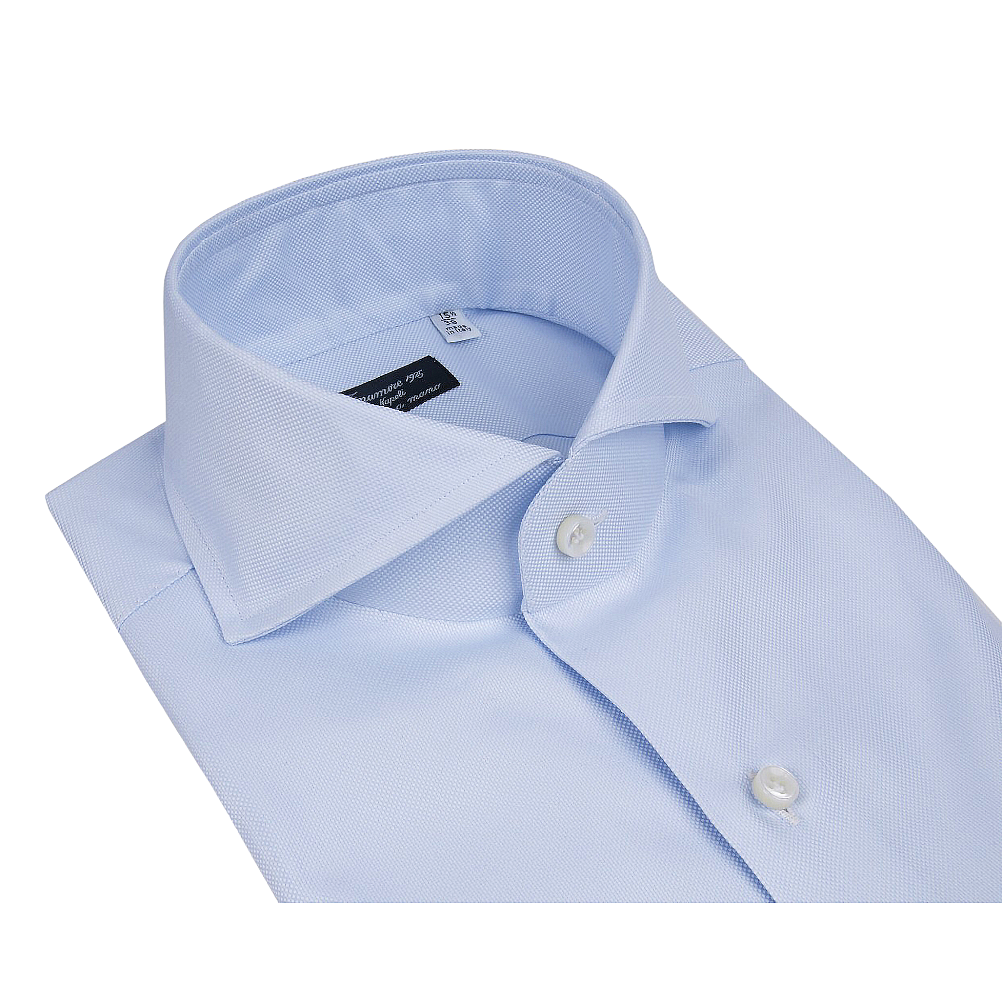 Camicia Napoli bianca e azzurra in cotone oxford doppio ritorto