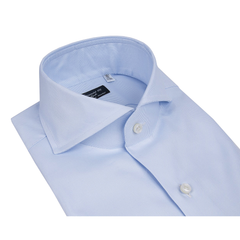 Napoli white and light blue oxford double twisted cotton shirt