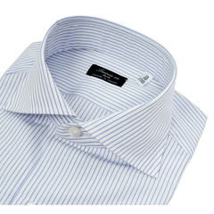 Napoli regular dress shirt in light blue or blue striped cotton popeline