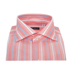 Regular shirt in pink multi-stripe cotton Napoli Finamore 1925