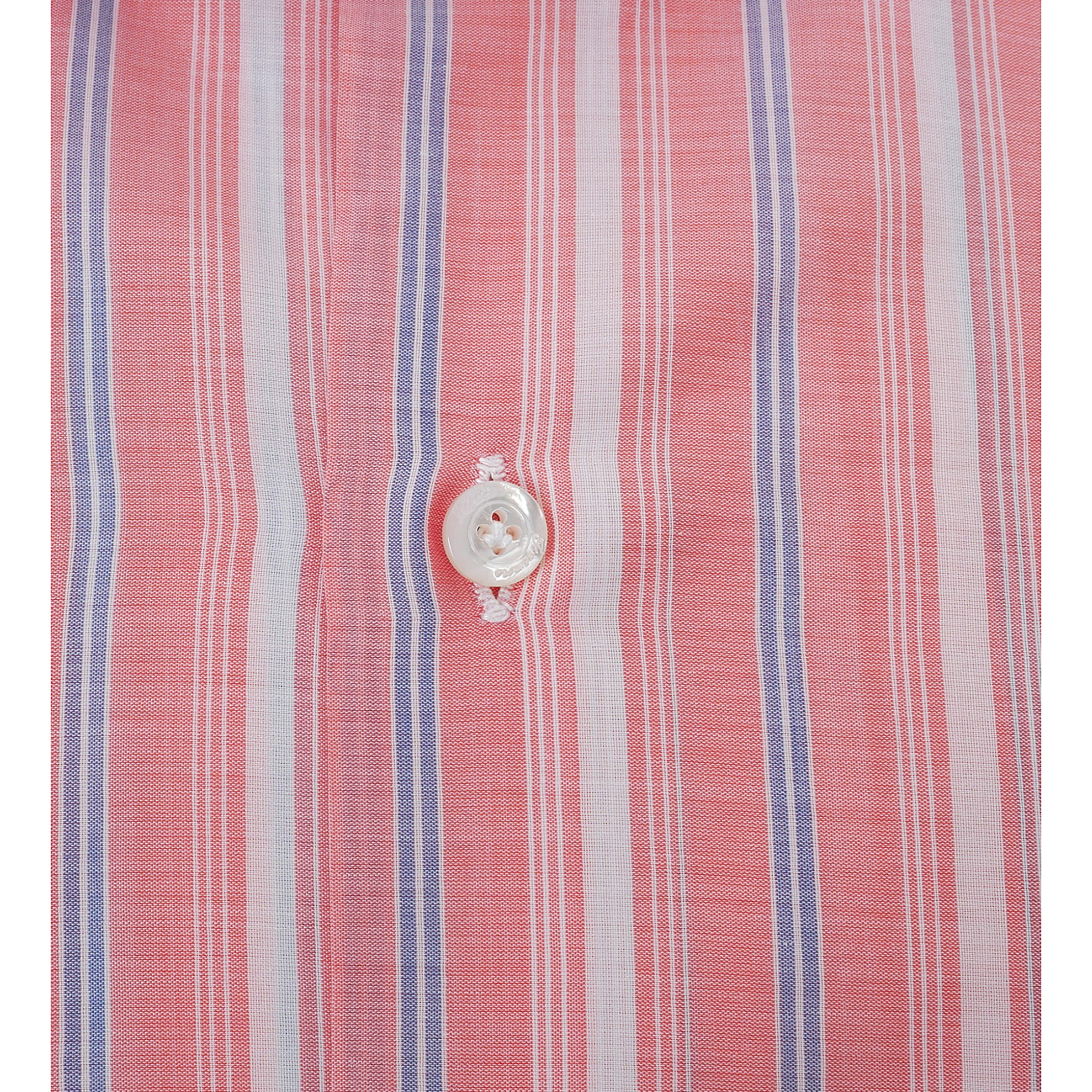Camicia regular in cotone rosa multirighe Napoli Finamore 1925