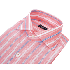 Regular shirt in pink multi-stripe cotton Napoli Finamore 1925