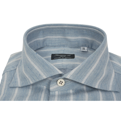 Camicia Napoli regular fit in cotone e cashmere rigata