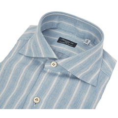 Camicia Napoli regular fit in cotone e cashmere rigata