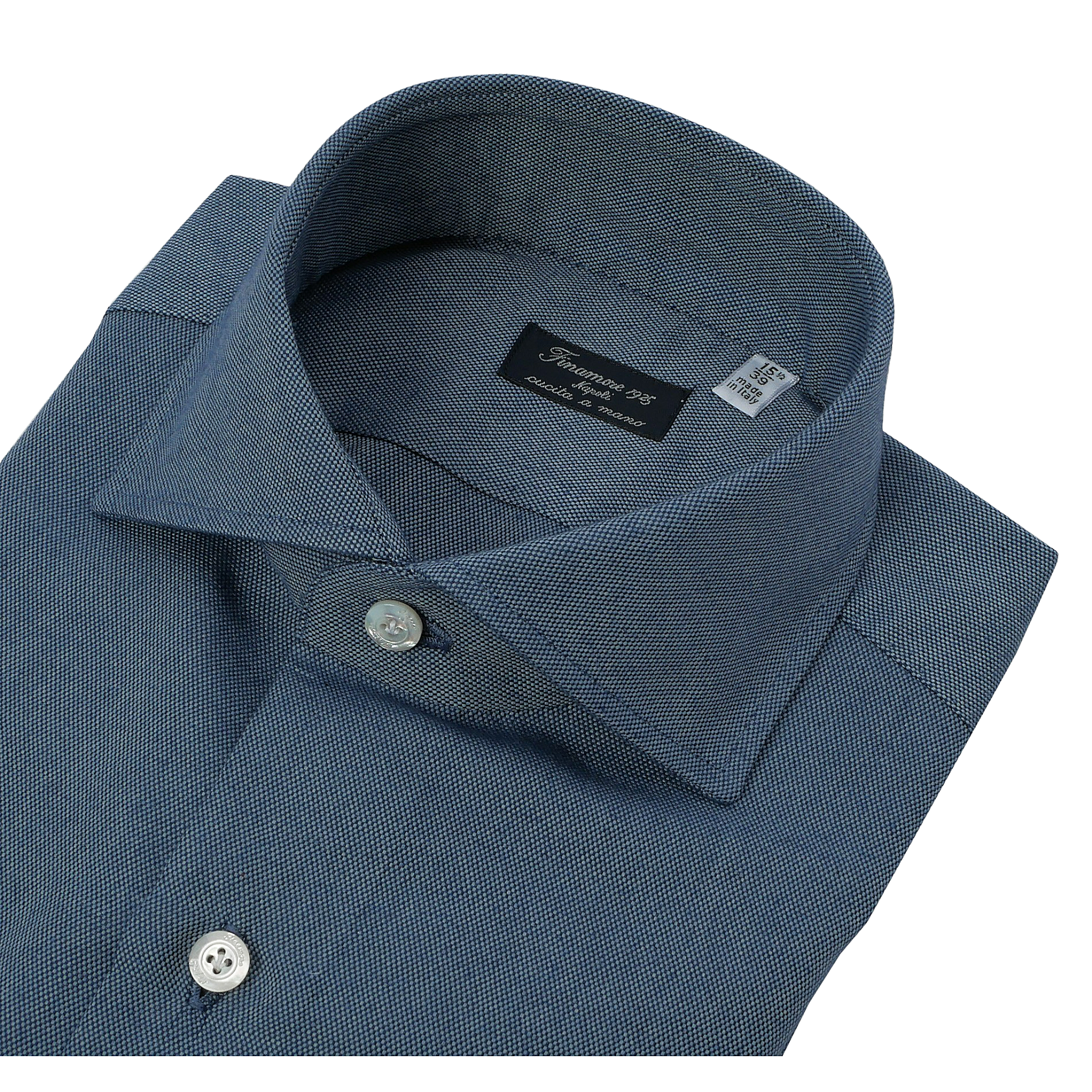 Napoli regular fit shirt plain fabric blue cotton and cashmere