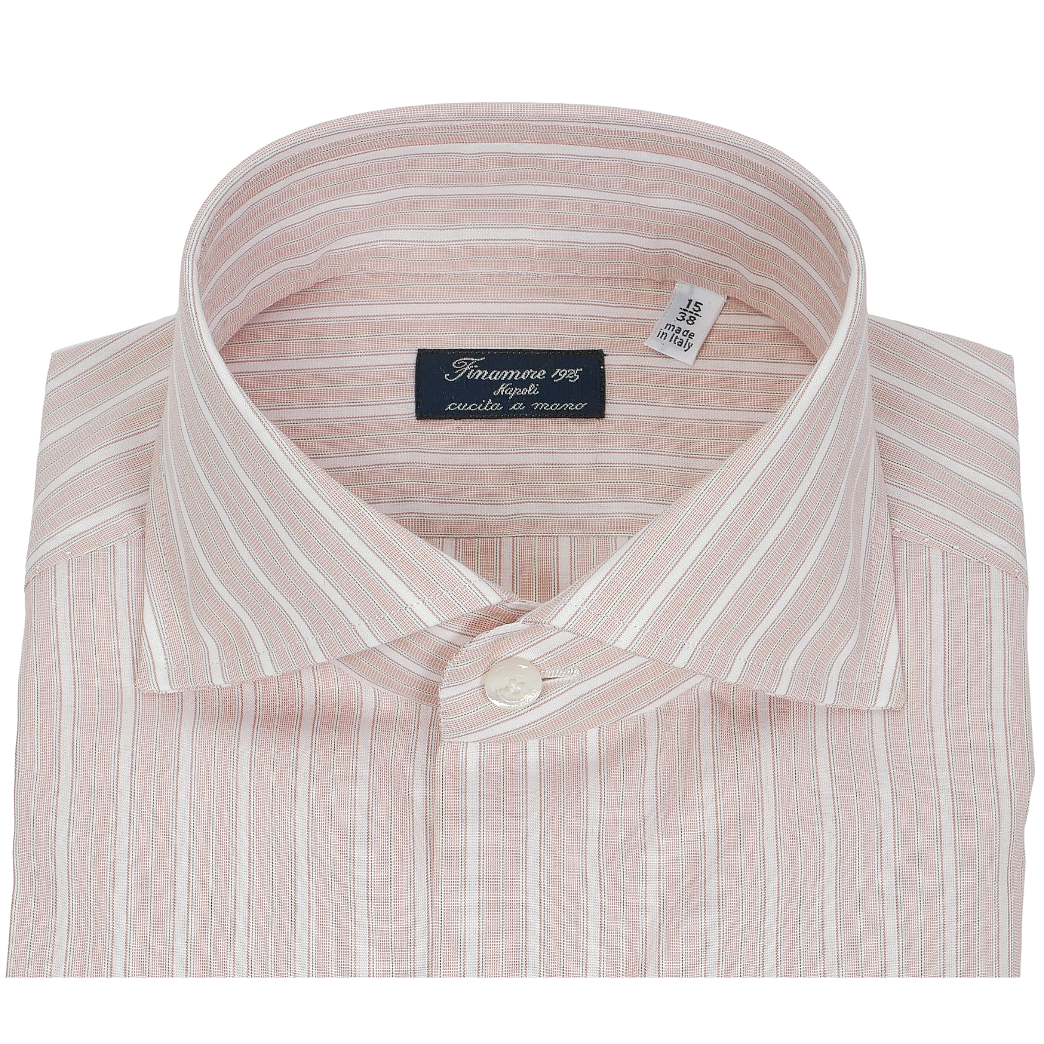 Camicia classica Napoli rigata rosa chiaro in cotone Riva