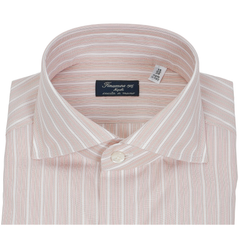 Camicia classica Napoli rigata rosa chiaro in cotone Riva