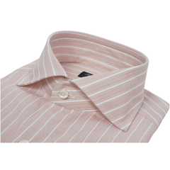 Camicia classica Napoli rigata rosa chiaro in cotone Riva