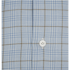 Regular fit shirt Napoli button down cotton cashmere light blue and beige