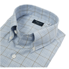 Regular fit shirt Napoli button down cotton cashmere light blue and beige