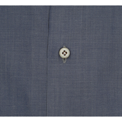Camicia Napoli regular fit tessuto lana e cly, tinta unita blu 