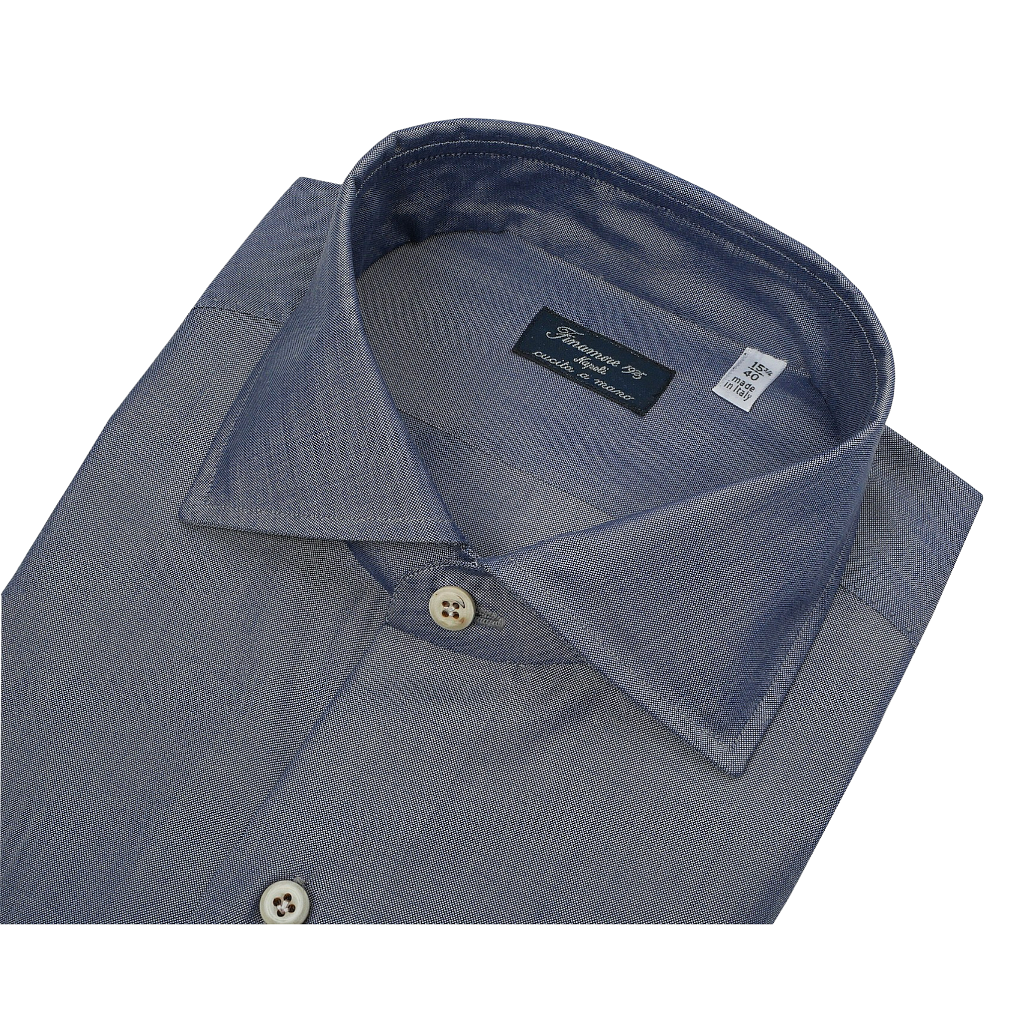 Camicia Napoli regular fit tessuto lana e cly, tinta unita blu 
