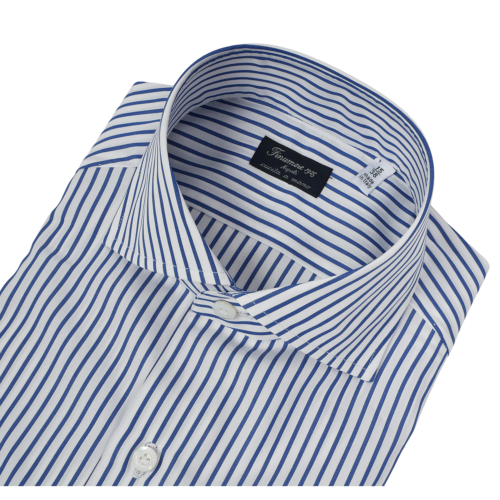 Classic dress shirt Napoli Popeline cotton stripe blue